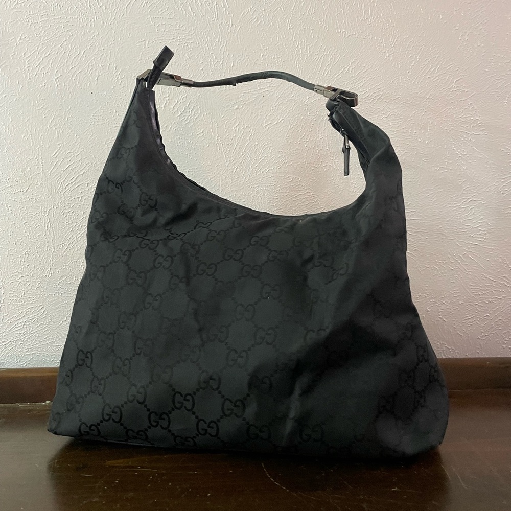 VINTAGE GUCCI Nylon Hobo Tote Bag Purse Authentic